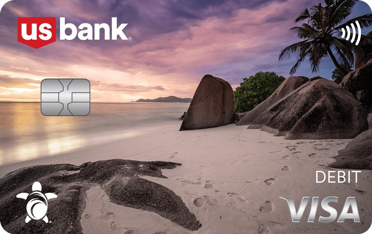 Card 17. Serene beach scene debit card design.