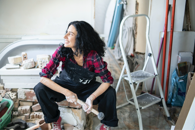 Homeowner updating home with home improvement loan
